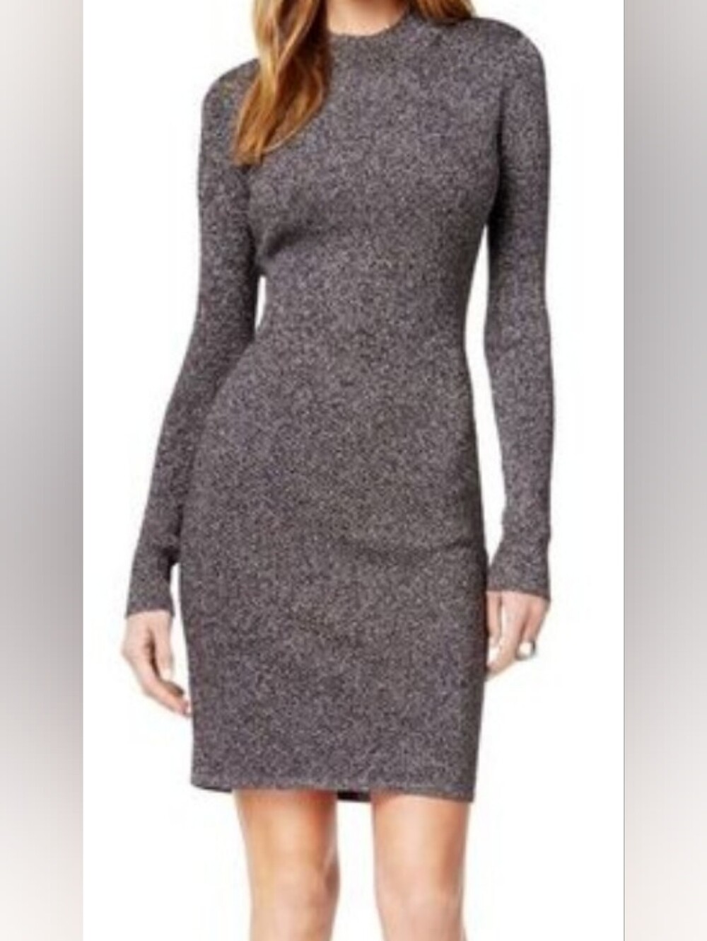 Gray Metallic  Long Sleeve Dress